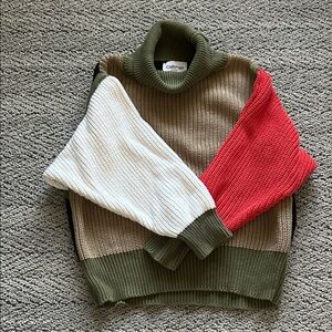 Callahan Multicolor Turtleneck Sweater - Green, Red, White, Tan